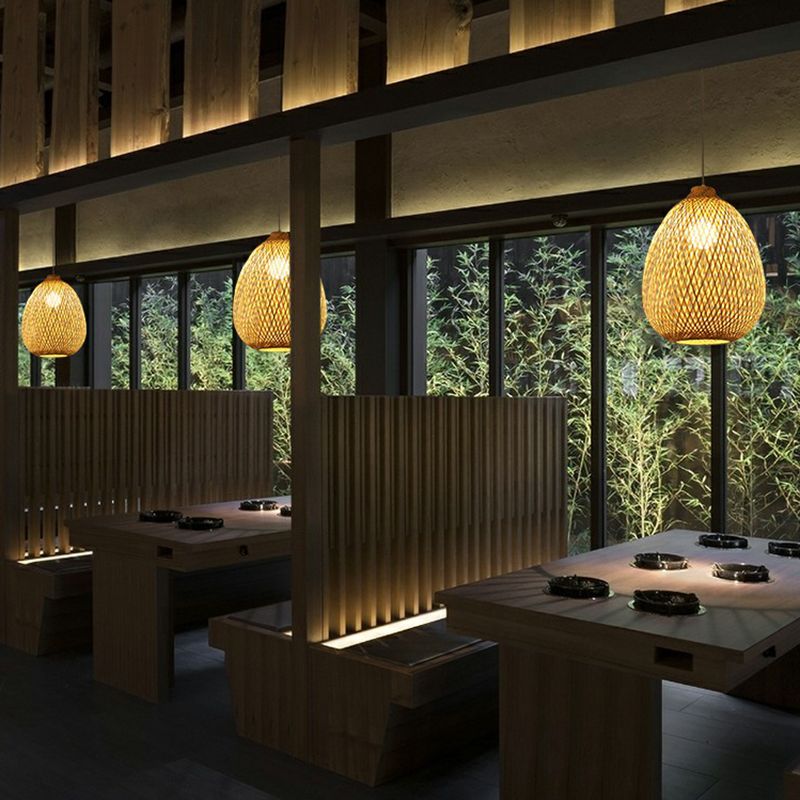 Ristorante sferico Assiciare lampada a sospensione Bamboo Single Asia Pendant Light in beige