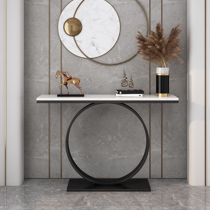 Modern Iron Console Sofa Table Rectangle Marble End Table for Hall