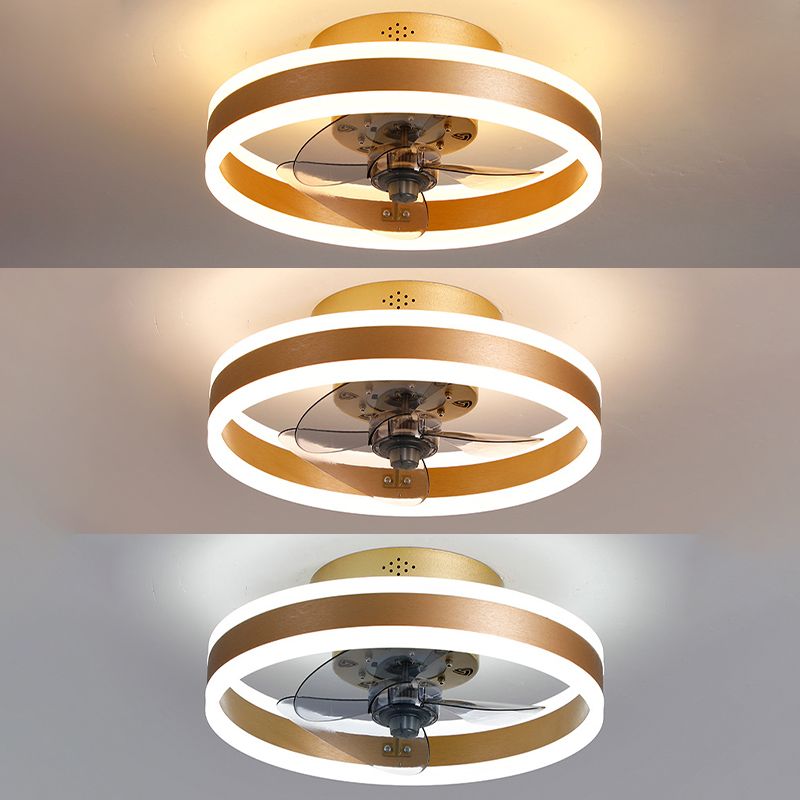 Halo Ring Acrylic Fan Lamp Fixture Minimalist LED Semi Flush Ceiling Lighting for Bedroom