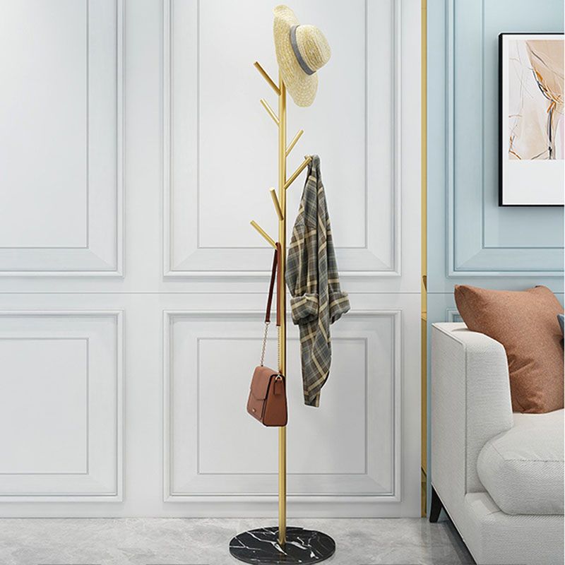 Modern Entry Hall Tree Metal Free Standing 7 Hooks Coat Rack