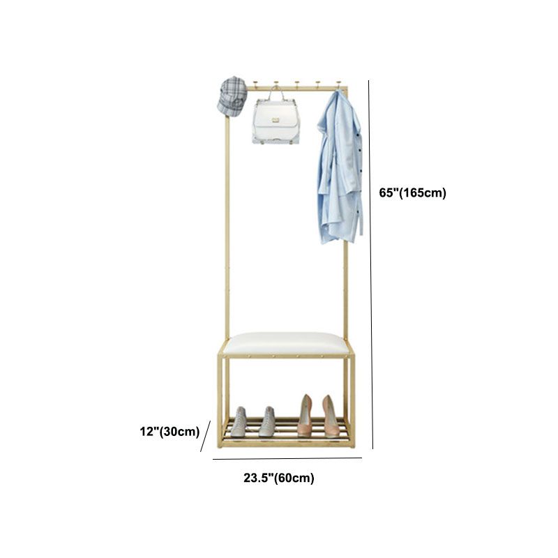 Hall Tree with Storage Shelves and Bench Modern Metal Hall Stand