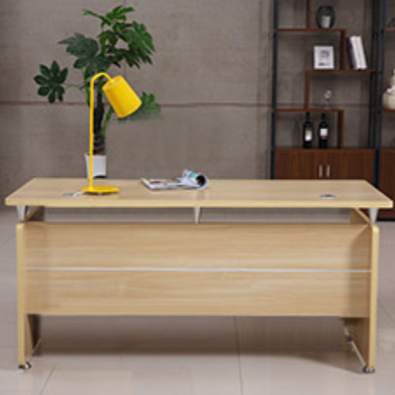 Modern Rectangular Shaped Natural Office Desk Wooden without Drawers