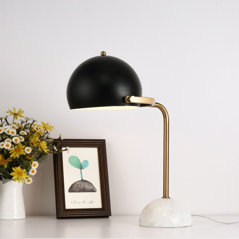 Dome Task Lighting Modernism Metal 1 Head Black Reading Book Light with Curved Arm