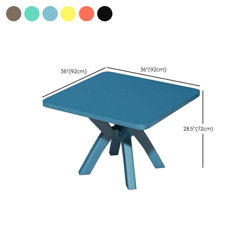 Modern Waterproof Courtyard Table Square Shape Plastic Outdoor Table