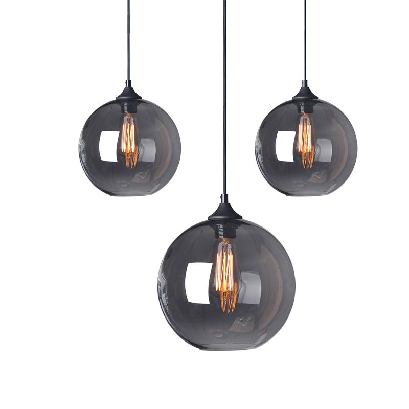 Industriel vintage à pendentif simple léger du globe de fer forgé lampe suspendue avec une teinte en verre