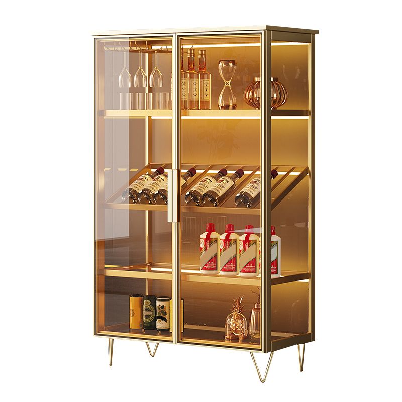 Contemporary Metal Curio Cabinet Glass Doors Display Cabinet for Dining Room