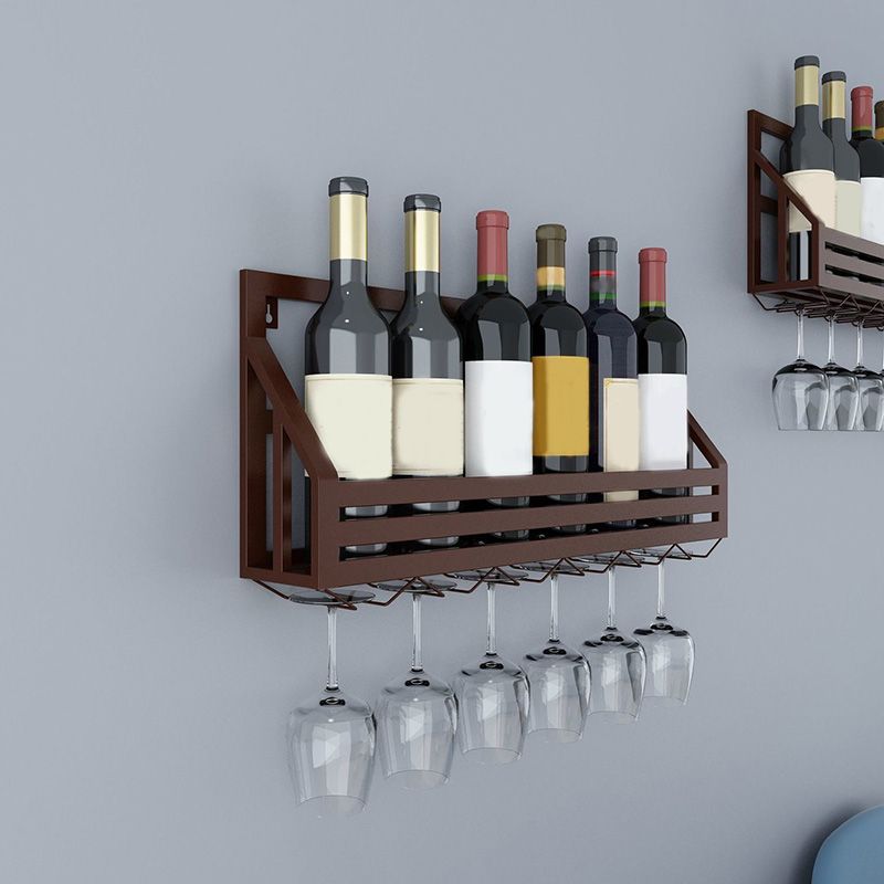 Metal Wall Mounted Wine Bottle & Glass Rack Modern Wine Holder for Kitchen