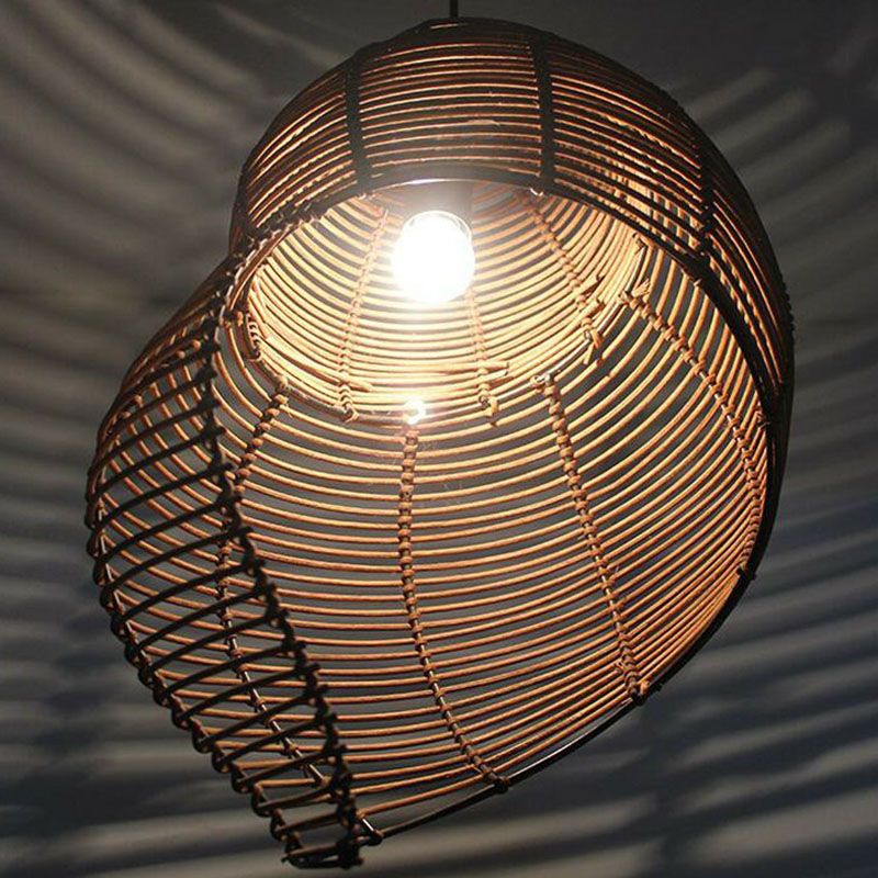 Conch Suspension Lighting Minimalist Rattan 1 Head Restaurant Pendant Ceiling Light