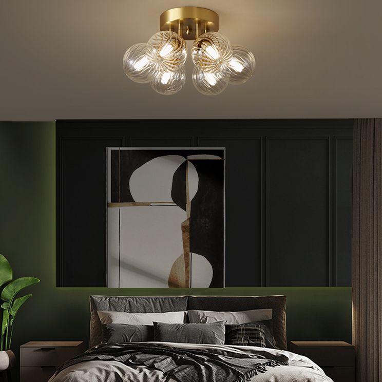 Verre sphérique Semi Flush Mount Light Plafond Modern Gold Semi Flush Plafond Lightture