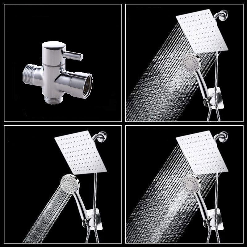 Modern Pull down Dual Shower Head Square High Arch Shower Head Combo