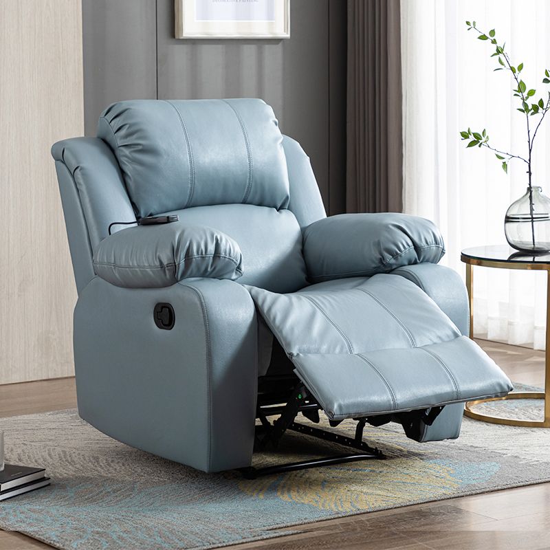 Contemporary Power-Push Botton Recliner Chair Genuine Leather Recliner