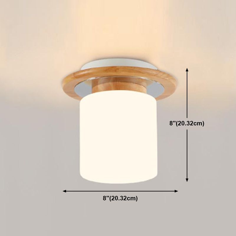 Wooden Ceiling Light Fixture Nordic Style Close to Ceiling Lighting in Beige