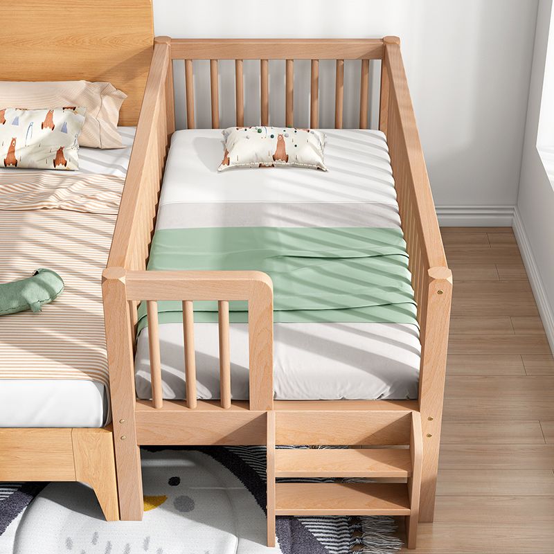 Contemporary Solid Wood Nursery Crib with Guardrail in Natural