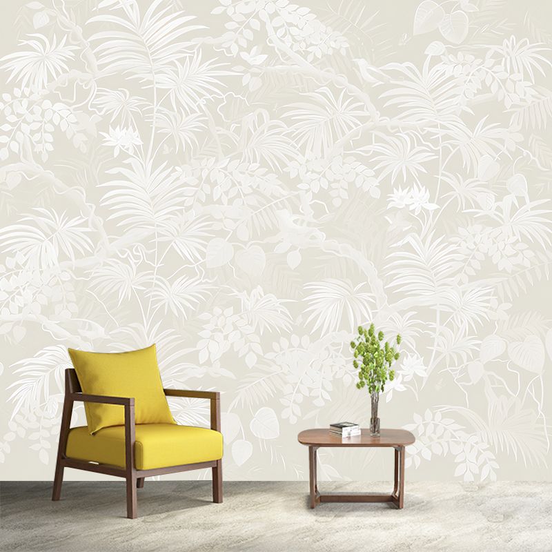 Palm Leaves Wall Paper Murals Tropical Moisture Resistant Dining Room Wall Decor, Customized Size