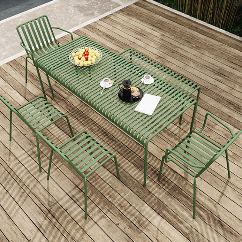 Modern Outdoor Chair Green Open Back With Arm Patio Dining Armchair