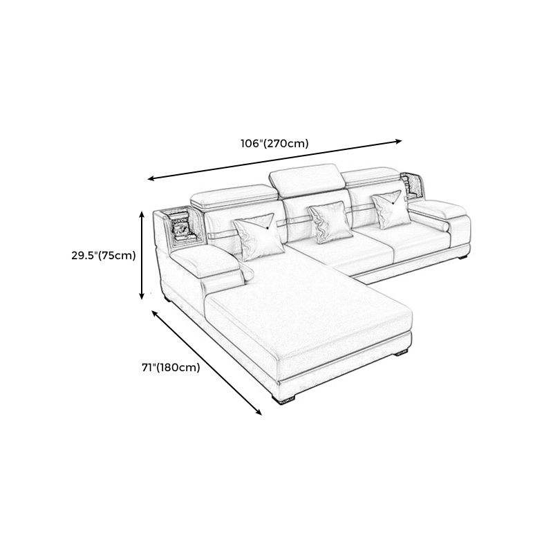 Stain-Resistant Faux Leather Sofa Pillow Top Arm Sectional for Apartment