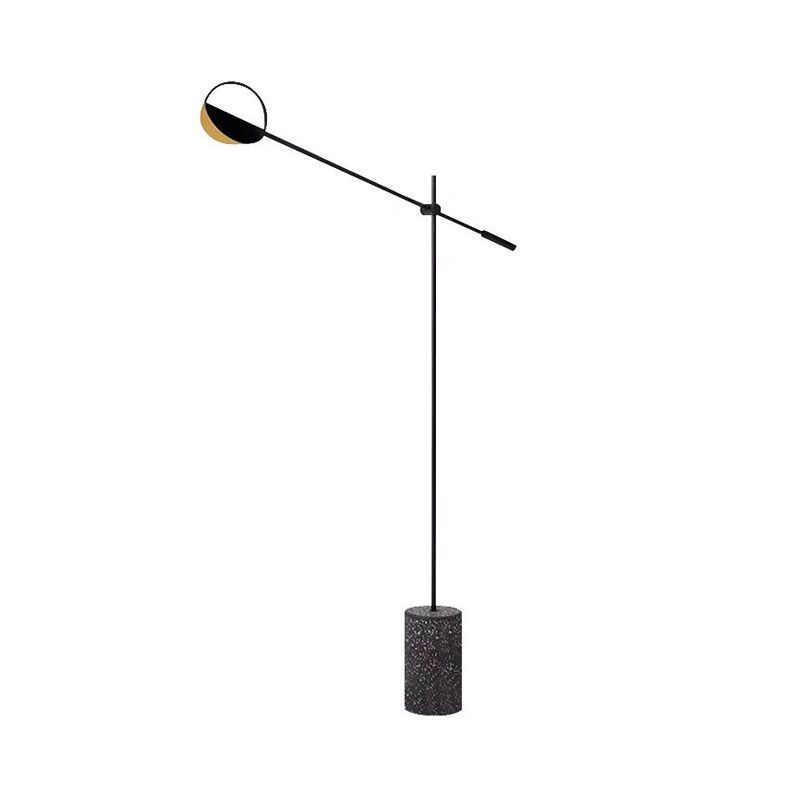 Metallic Hoop Stand Up Lamp Modernist Single Black/Gold Finish Floor Standing Light with Balance Arm