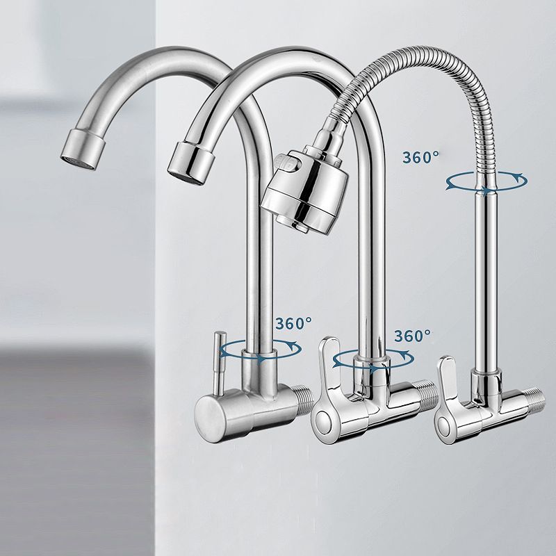 Contemporary Single Handle Kitchen Faucet Pull-down  Wall-mounted Faucet in Chrome