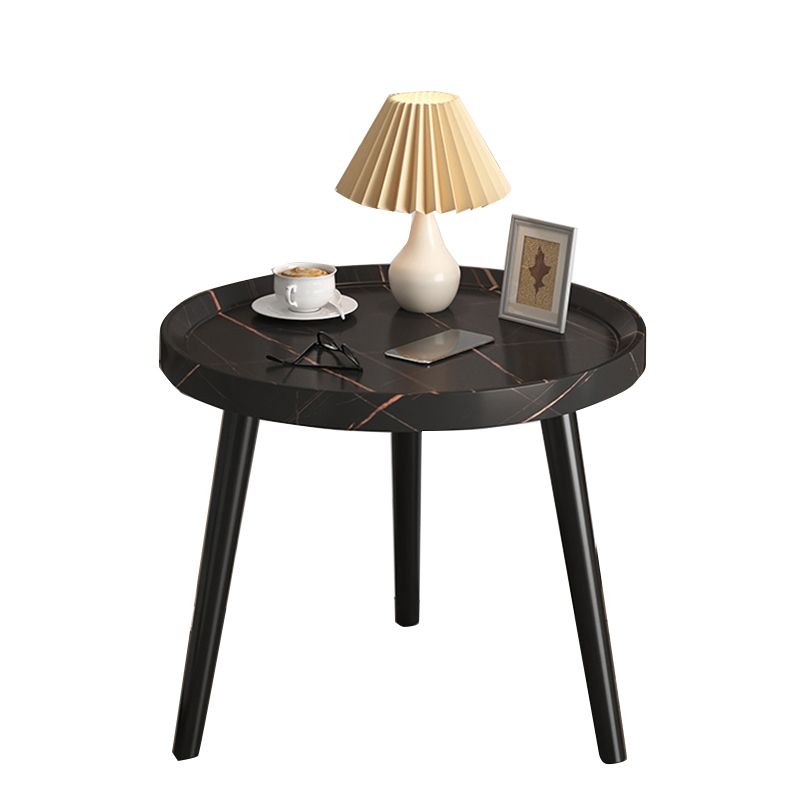 Modern Round Bed Nightstand Imitation Wood Open Storage 20 Inch H Night Table with Legs