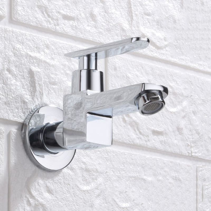 Contemporary Wall Mounted Bathroom Faucet Lever Handles Solid Brass Faucet