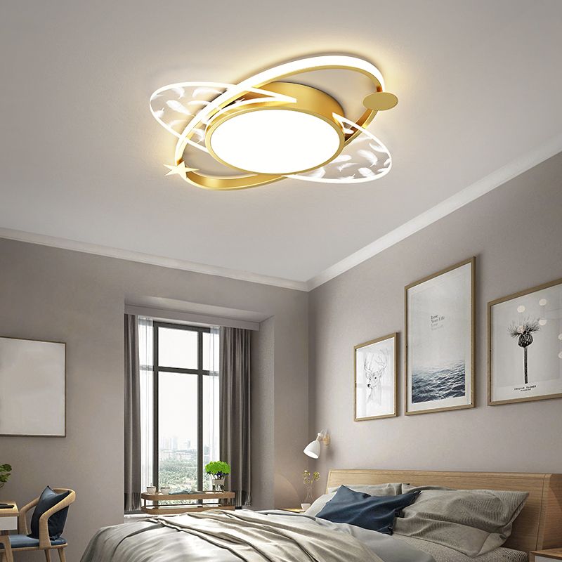 Metal Ovals Ceiling Mounted Lamp Fixture Minimalist Style LED Ceiling Light