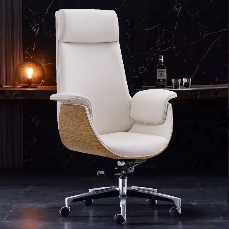 Padded Arms Desk Chair Modern No Distressing Faux Leather Ergonomic Office Chair