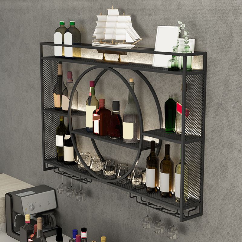 Metal Wine Holder Rack Contemporary Wall Mounted Wine Rack Kit without Light