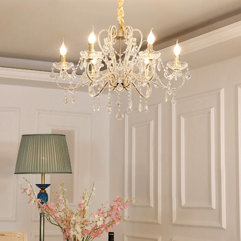 Traditional Hanging Ceiling Lights Gold Crystal Candle Hanging Pendant Lamp