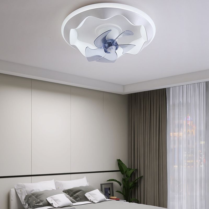 Metal Round Shape Ceiling Fan Modern Style 2-Lights Ceiling Fans Fixtures