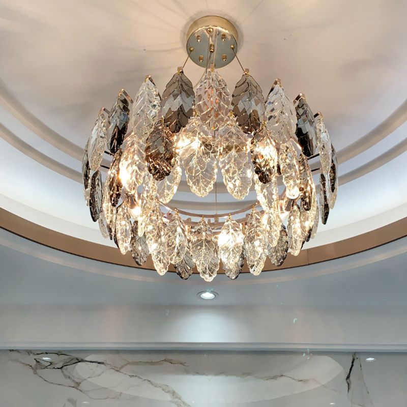 Modern Style Leaf Shaped Chandelier Crystal Chandelier for Bedroom Living Room