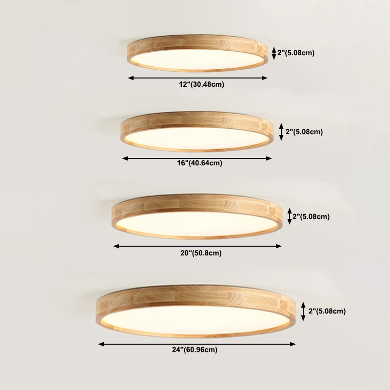 Modern Style Circle Shape Ceiling Lamp Wood 1 Light Ceiling Lighting for Dining Room