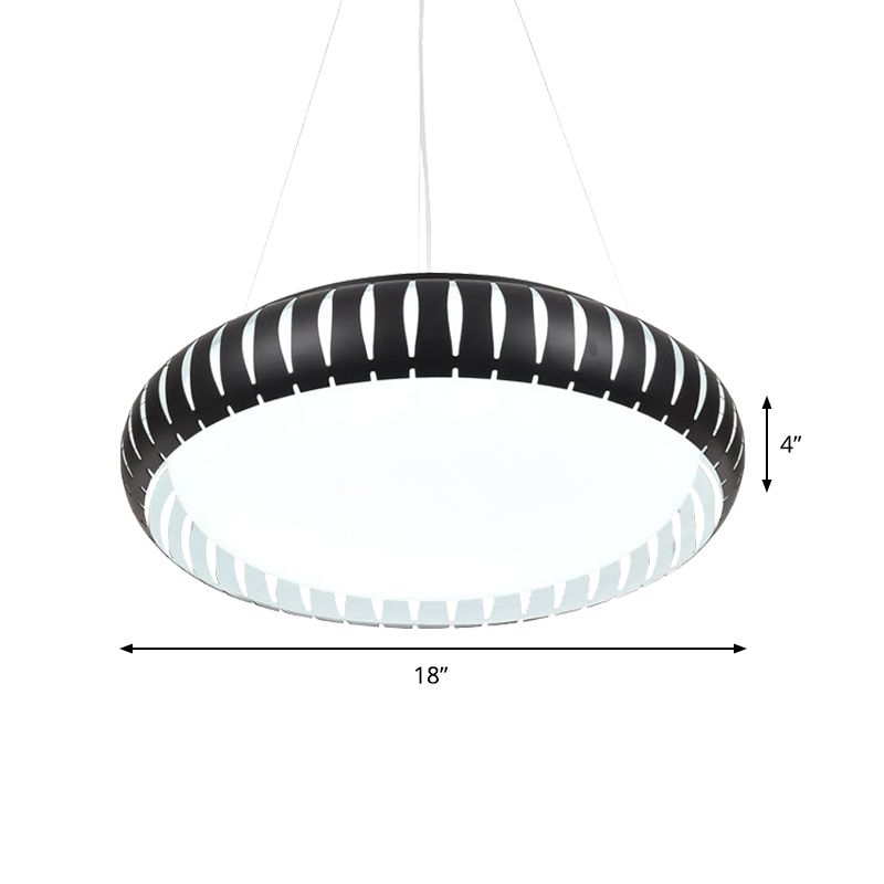 Modern Round Ceiling Pendant Light Metal LED Gold/Black/White Hanging Lamp in Warm/White/Natural Light, 18"/22" Wide