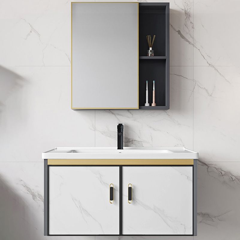 Sink Vanity Wall Mounted Mirror Drawers Ceramic Bathroom Vanity with Faucet