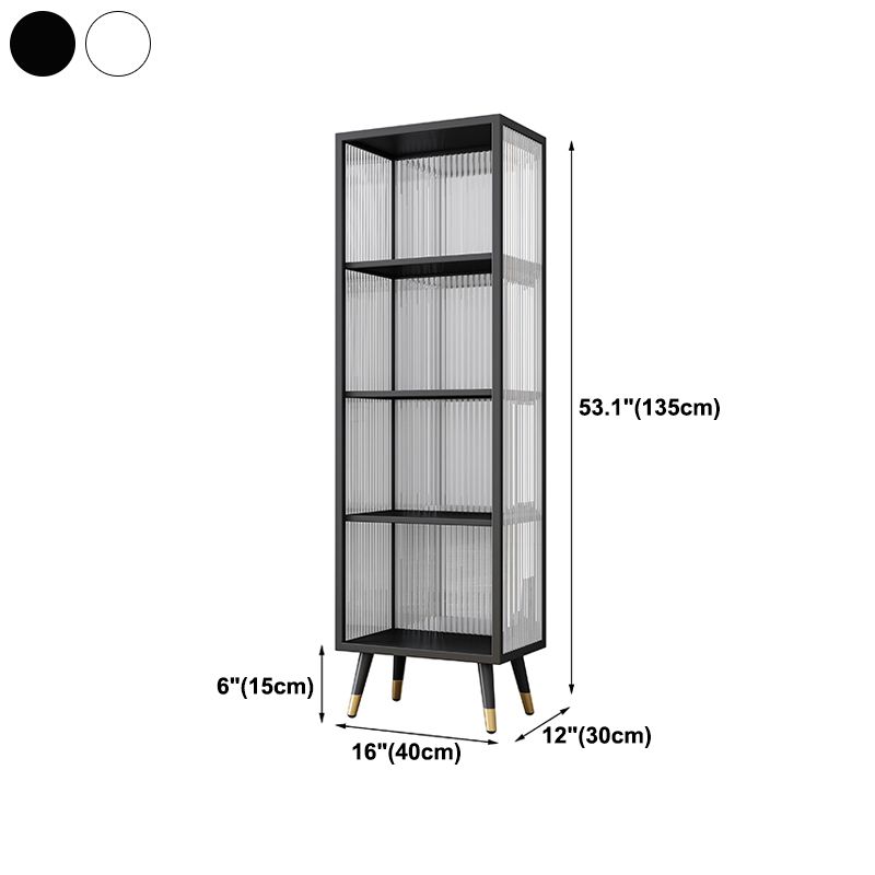 Black and White Dining Server Contemporary Metal Cabinets and Open Storage Server