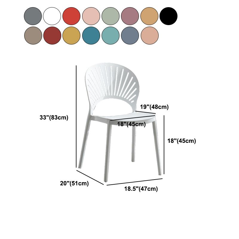 Scandinavian Home Open Side Chair Plastic Stackable Dining Chair