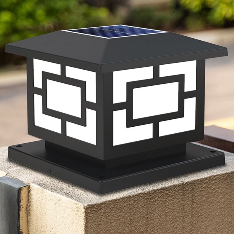 Modern Simple Plastic Pillar Lamp Cube Shape Waterproof Pillar Light for Outdoor