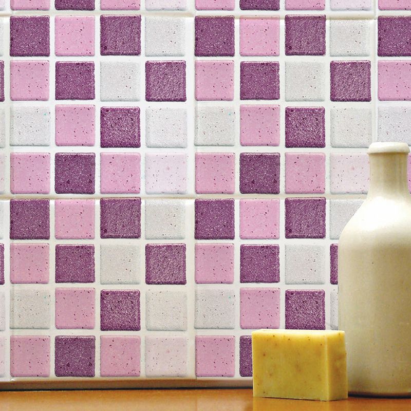 Pink Mosaic Tiles Wallpaper Panel Peel and Stick Wall Decoration for Kitchen, 54 Pcs