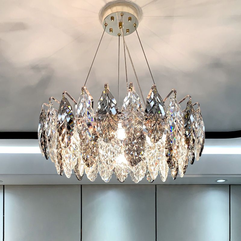 Modern Style Leaf Shaped Chandelier Crystal Chandelier for Bedroom Living Room