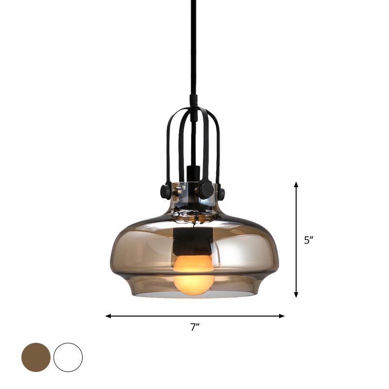 7"/9.5"/12.5" W 1 Head Suspension Light Nautical Dining Room Hanging Lamp with Pot Amber/Frosted White Glass Shade