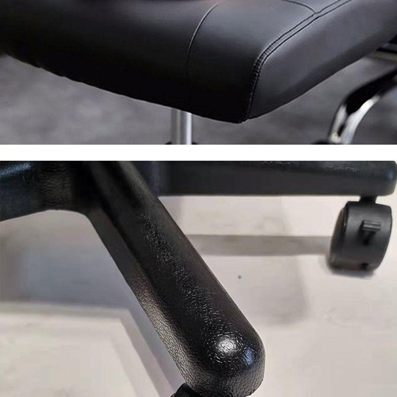 Modern Desk Chair Leather Computer Chair Armless Office Chair in Black