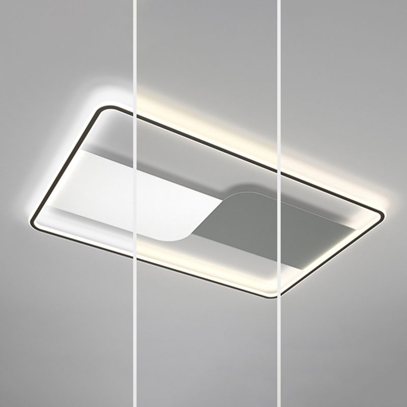 Black Metal Modern Flush Mount Rectangle Shape Ceiling Lamp with Acrylic Shade for Bedroom