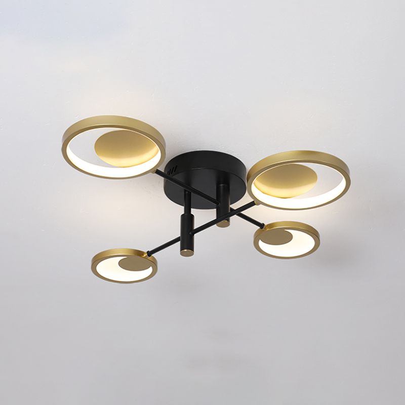 Gold Molecule Ceiling Mount Chandelier Modern 4/6/8 Heads Metal Semi Flush Light in Warm/White Light