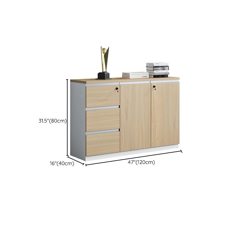 Nordic Style Lateral File Cabinet Wood File Cabinet with Locking Storage