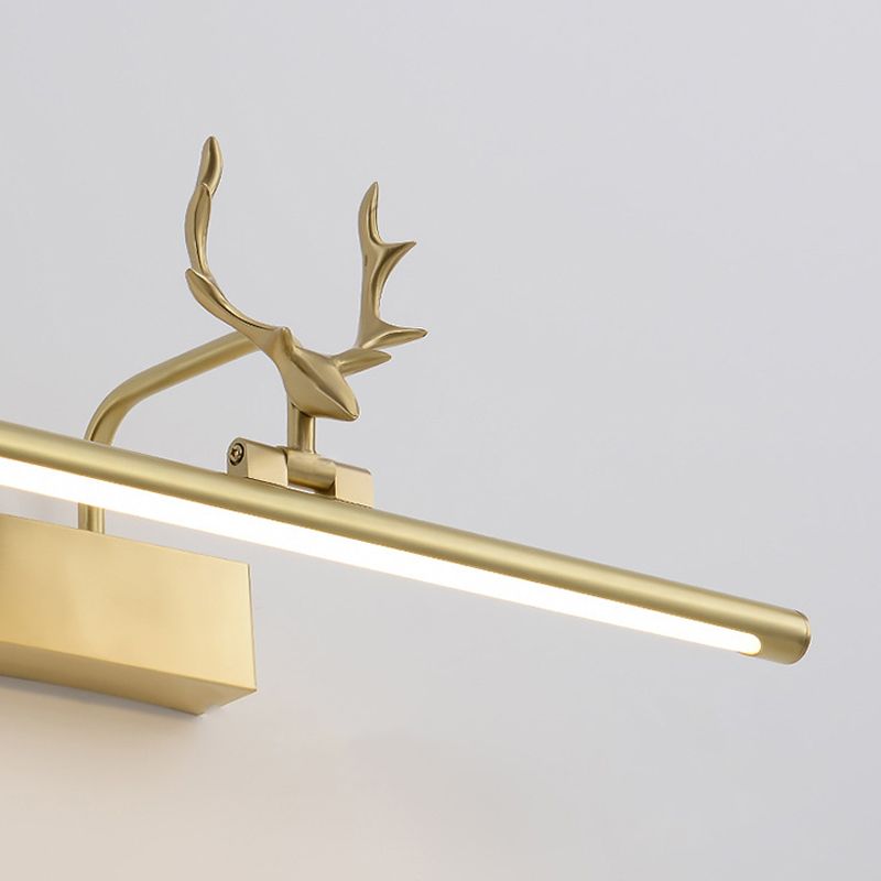 Linear Shade Metal Wall Sconce Modern Single Light Mirror Wall Mount Light in Brass