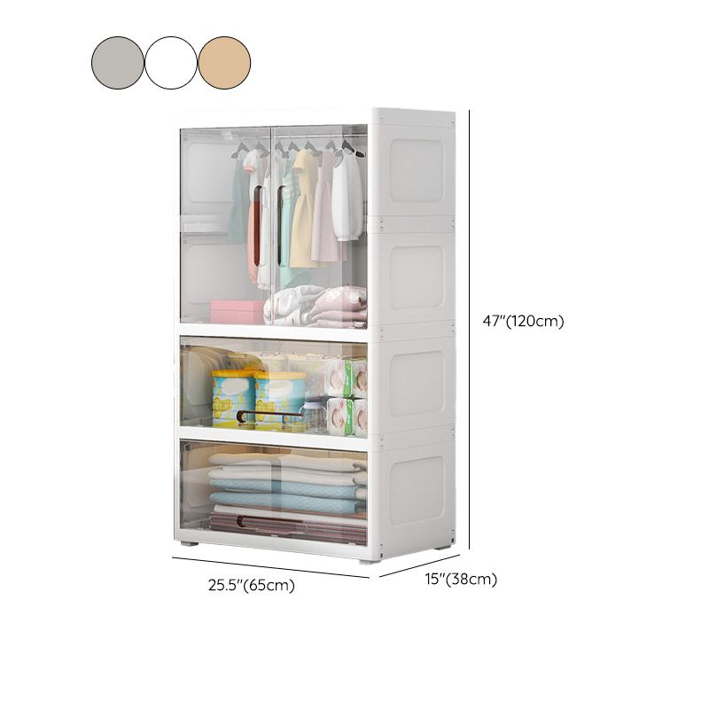 Modern Style Plastic Armoire Cabinet Cloth Rod Included Youth Armoire for Home