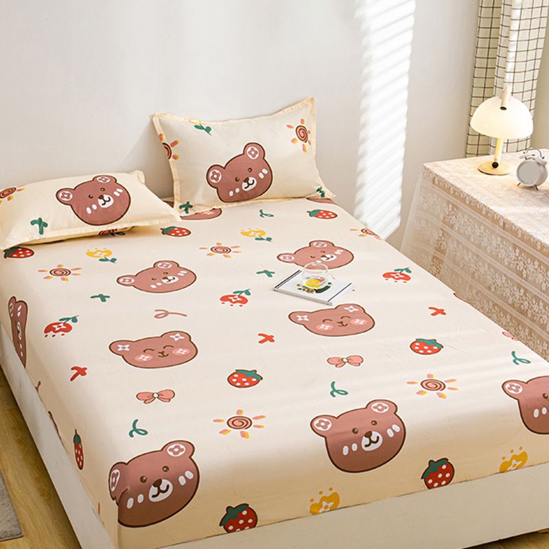 Polyester Fitted Sheet Cartoon Print Breathable Ultra-Soft Fitted Sheet