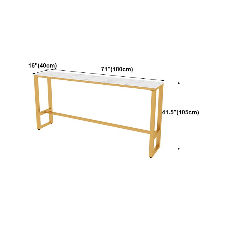 White Glam Style Bar Table in Faux Marble and Metal Living Room Simple Bar Table