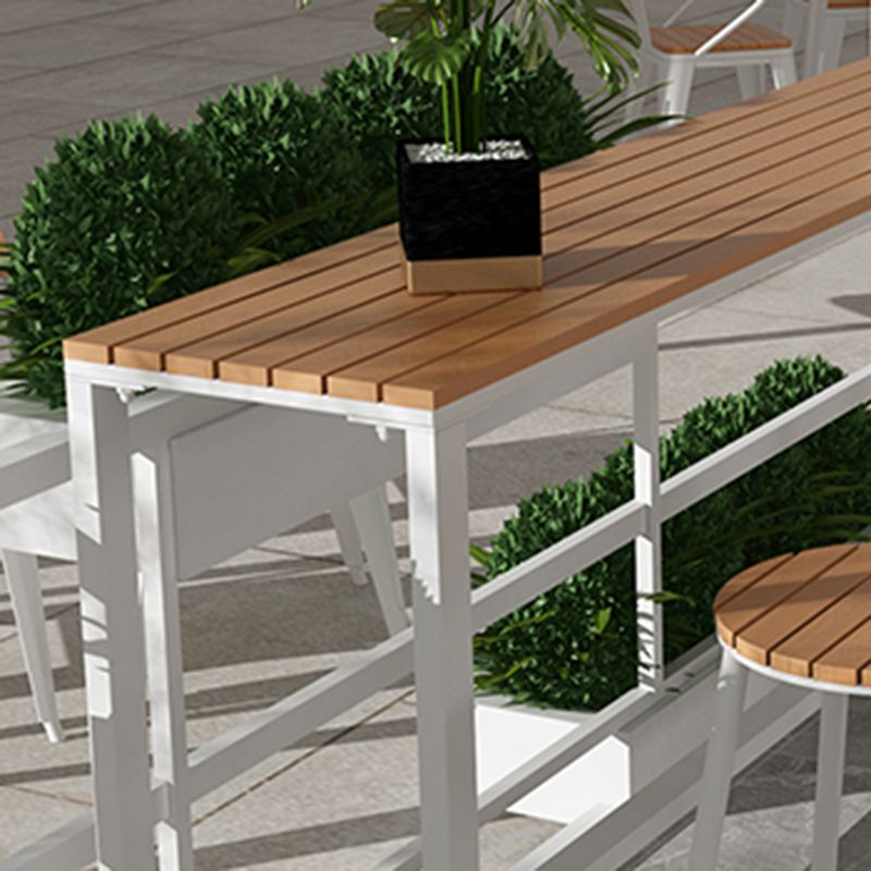 Modern Metal Trestle Bistro Bar Desk Rectangle Outdoor Footrest Bar Stool Table