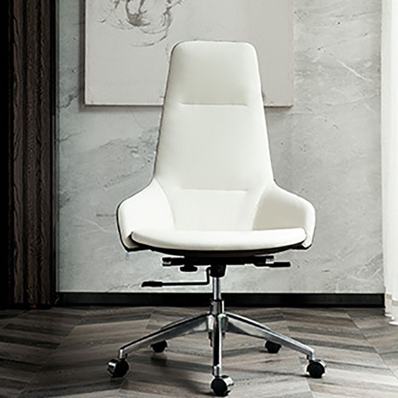 Faux Leather Office Chair Contemporary Nylon Desk Chair in White