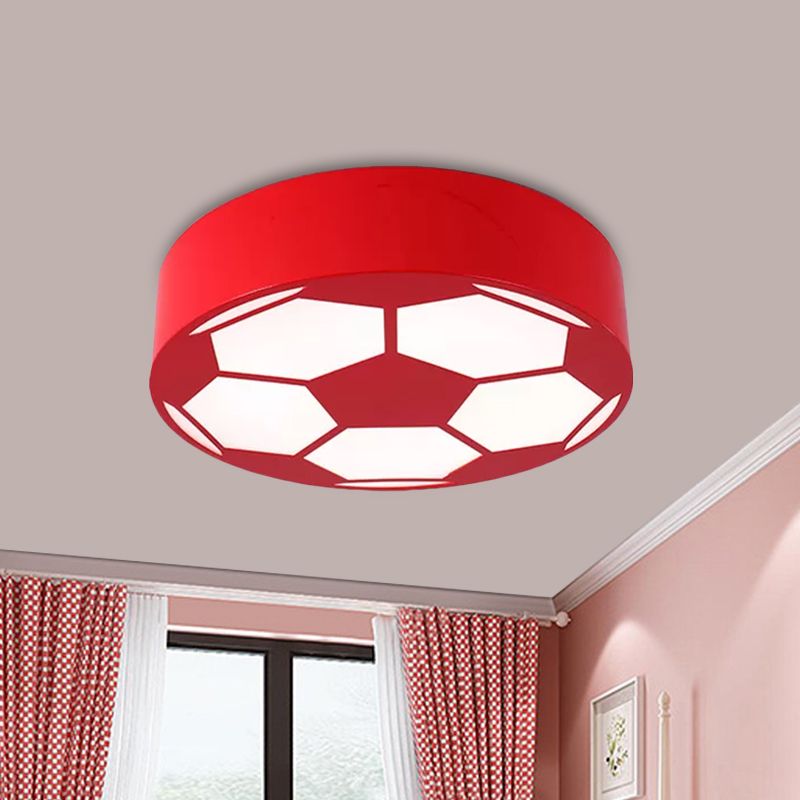 Fútbol rojo / amarillo / azul flushmount estilo infantil LED Metal incorporado lámpara de techo con pantalla de acrílico